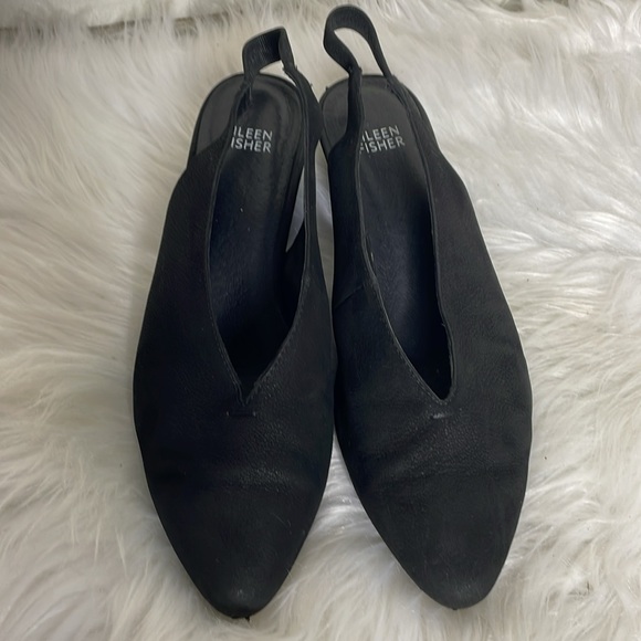 Eileen Fisher Black Suede Slingback Heels - Picture 2 of 8